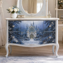 Mondbeschienenes blaues Schloss Decoupage