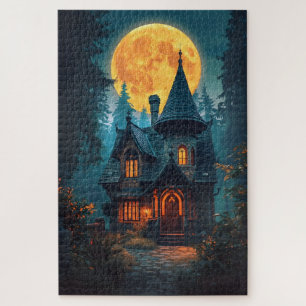 Mondbeschienenes Hexenhaus-Puzzle  Puzzle