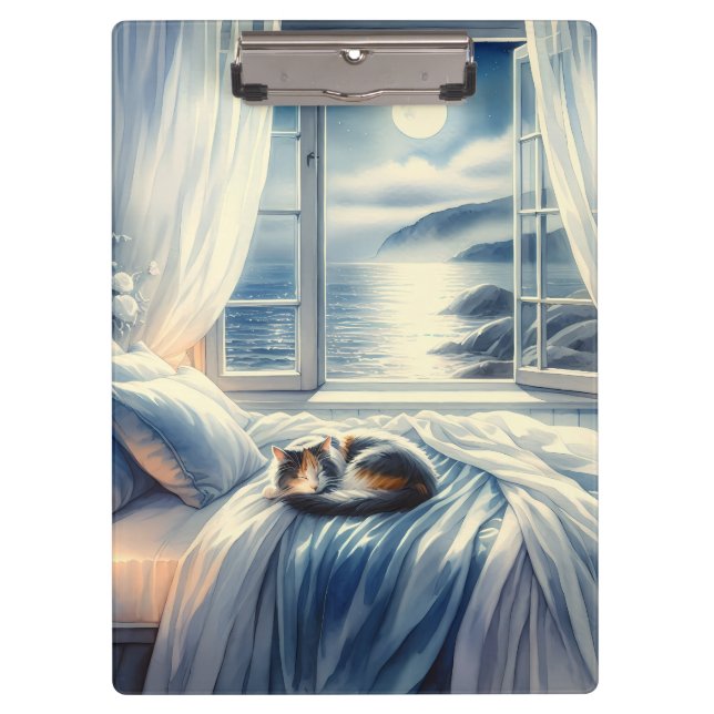 Mondbeschienenes Küsten-Schlafzimmer mit schlafend Klemmbrett (Vorderseite)