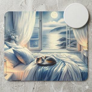 Mondbeschienenes Küsten-Schlafzimmer mit schlafend Mousepad