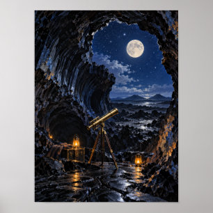Mondbeschienenes Lava-Röhren-Observatorium 12x16 P Poster
