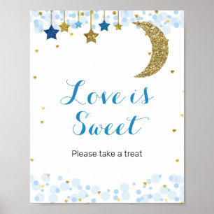Mondblau Wasserfarbe Liebe ist Sweet Sign Poster