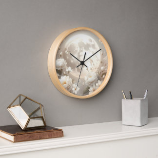 Mondblumen-Uhrwerk: Ätherische weiße Pfingstrosen Uhr