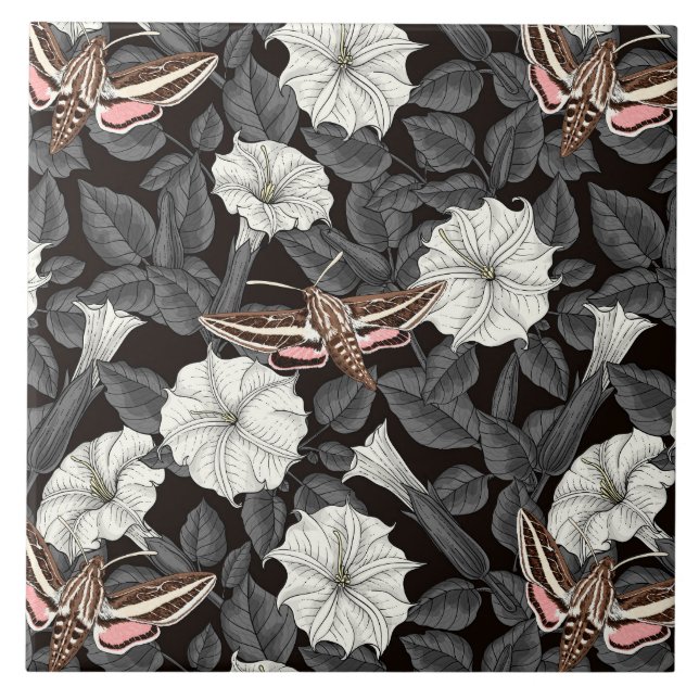 Mondblumen und Sphinx 2 Fliese (Vorderseite)