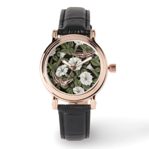 Mondblumen und Sphinxmotten Armbanduhr