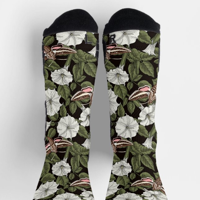 Mondblumen und Sphinxmotten Socken (Oben)