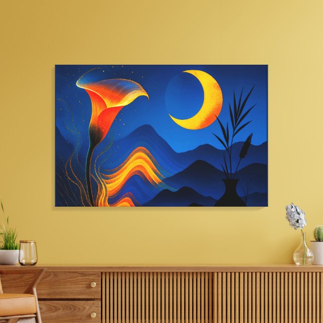 Mondblüte der Wandlung - Stille Kunst Leinwanddruck (Insitu (Wohnzimmer))