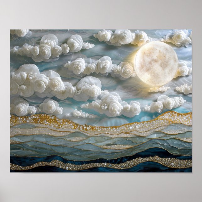 Mondblüten: Texturierte Eleganz Poster (Vorne)