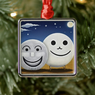Monde in Liebe unter Vollmond Ornament Aus Metall