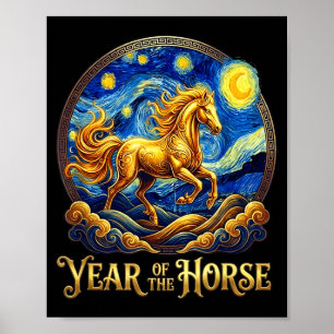 Mondenneujahr das Pferdejahr chinesischer Horoskop Poster
