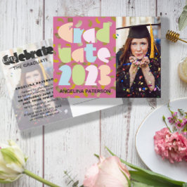 Mondern Pastel Abschluss Foto Confetti Party Einladungspostkarte