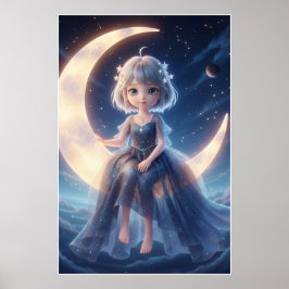 Mondfee Sternennacht Kunstposter Poster