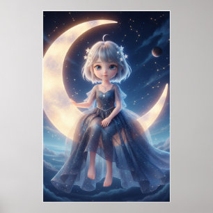 Mondfee Sternennacht Kunstposter Poster