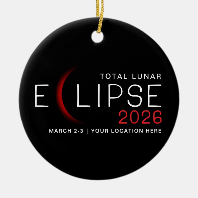 Mondfinsternis 2026 Benutzerdefinierter Standort G Keramik Ornament (Vorne)