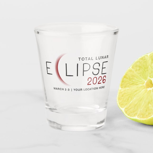 Mondfinsternis 2026 Benutzerdefinierter Standort G Schnapsglas (Vorderseite)