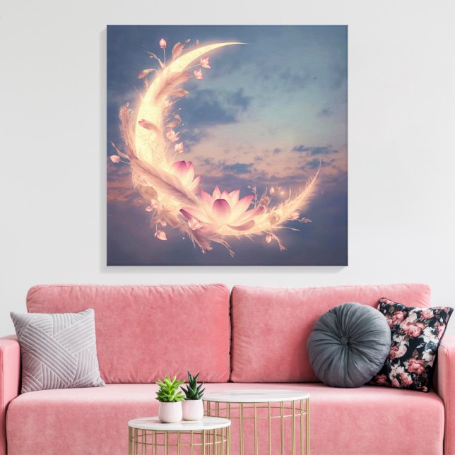 Mondflüstern Mandala Boho-Wandkunst Leinwanddruck (Insitu (Wohnzimmer))