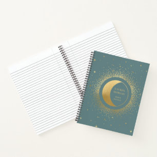 Mondförmiges Gold Mond Personalisiertes Monogramm Notizbuch