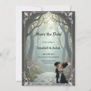 Mondgelübde – Ein süßer gotischer Hochzeitsmoment. Save The Date