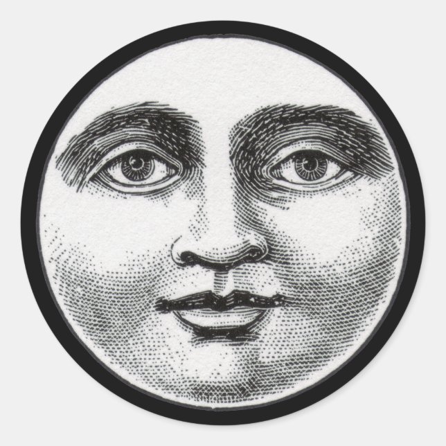 Mondgesicht Runder Aufkleber (Vorderseite)