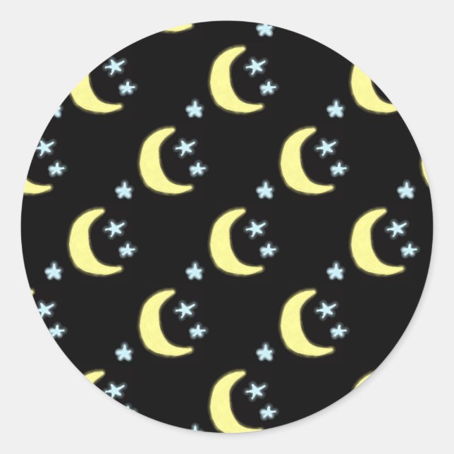 Mondglühen Rundkleber (schwarz & weich gelb) Runder Aufkleber (Vorderseite)