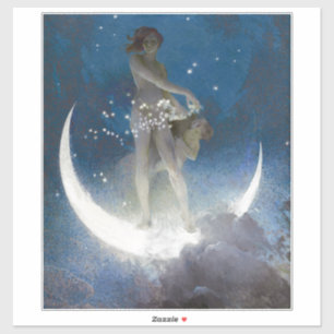 Mondgöttin Luna in der Nacht, die Sterne verstreue Aufkleber