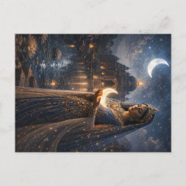 Mondgöttin mit leuchtender Sichel Postkarte