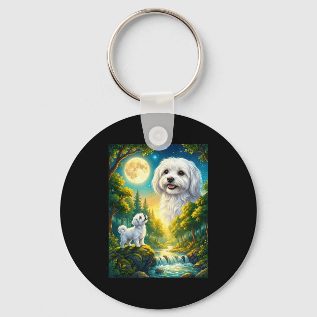 Mondheuler-Meme-Tier Hund Maltese  Schlüsselanhänger (Vorderseite)