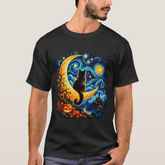 Mondkatze in wirbelnder Nacht T-Shirt