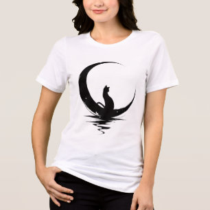 Mondkatze T-Shirt – Hexenhaft Himmlische Schwarze  Tri-Blend Shirt