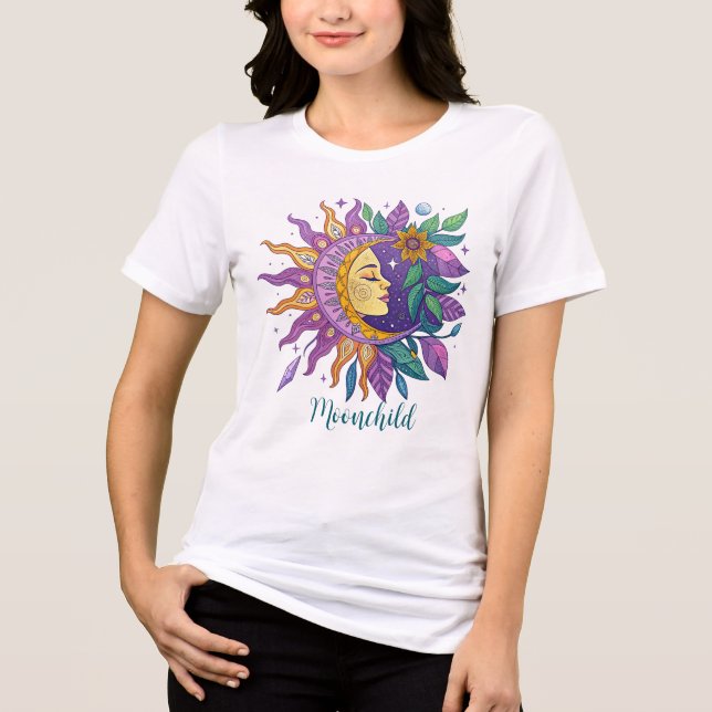 Mondkind Weiß Tri-Blend Shirt (Vorderseite)