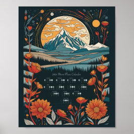 Mondkreislauf 2024 Mondkalender Südliche Halbkugel Poster