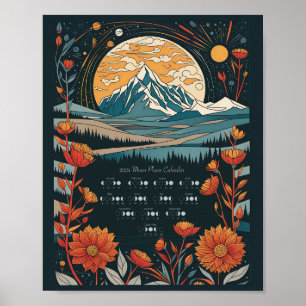 Mondkreislauf 2024 Mondkalender Südliche Halbkugel Poster