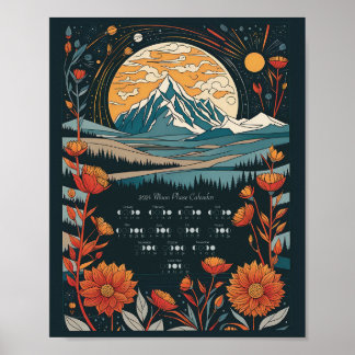 Mondkreislauf 2024 Mondkalender Südliche Halbkugel Poster