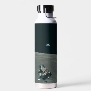 Mondlandefähre Apollo und Erdaufgang über dem Mond Trinkflasche