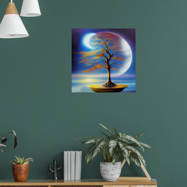 Mondlandschaft-Bonsai Poster (Wohnzimmer 1)