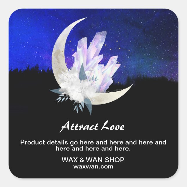 *~* Mondlandschaft Florale AP24 Absichten Kristall Quadratischer Aufkleber (Vorderseite)