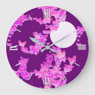 Mondlandschaft mit Schmetterlingen - Orchidee, Ame Große Wanduhr