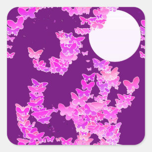 Mondlandschaft mit Schmetterlingen - Orchideen, Am Quadratischer Aufkleber