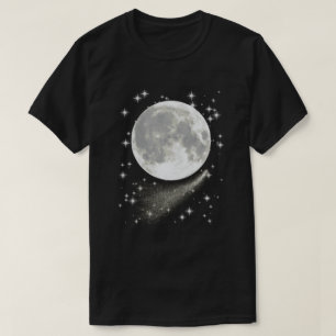 Mondlandschaft mit Vollmond, Sternen und Komet T-Shirt