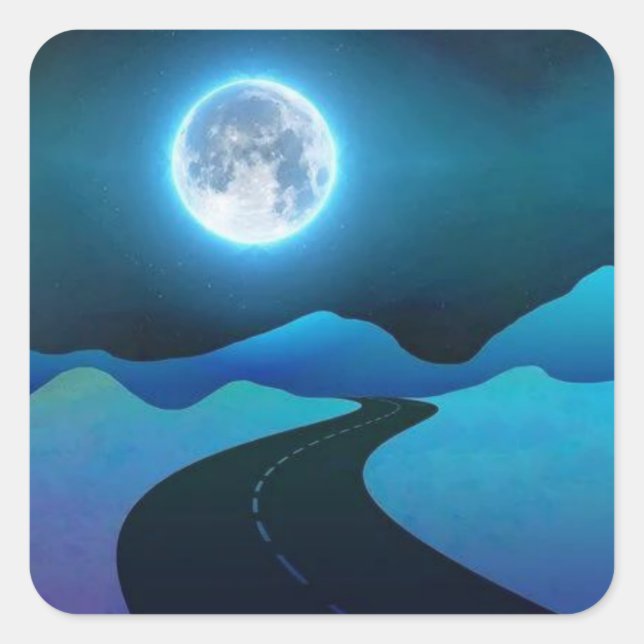Mondleuchte Quadratischer Aufkleber (Vorderseite)