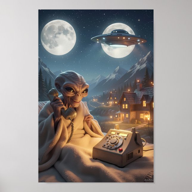 Mondlicht-Alien-Hotline im Bergposter Poster (Vorne)