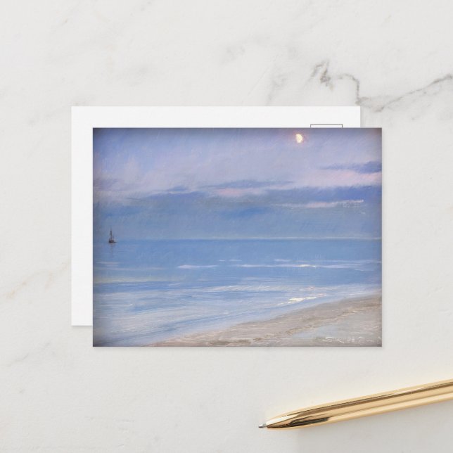 Mondlicht am Skagen Beach von P.S. Krøyer, Art Postkarte (Vorderseite/Rückseite Beispiel)