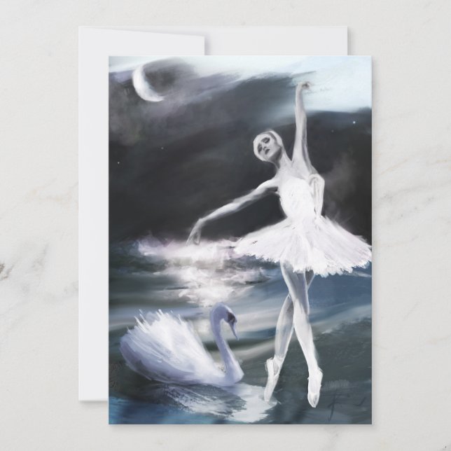 Mondlicht auf Swan Lake Card Einladung (Vorderseite)