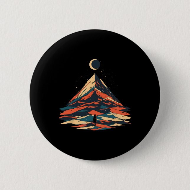 Mondlicht-Bergabenteuer-Design - Wandern und Motiv Button (Vorderseite)
