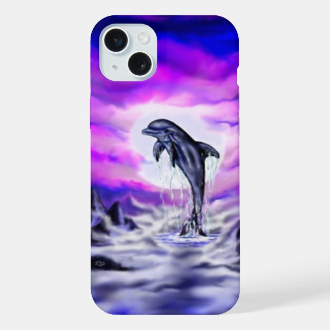 Mondlicht-Delfin iPhone Hülle (Rückseite)