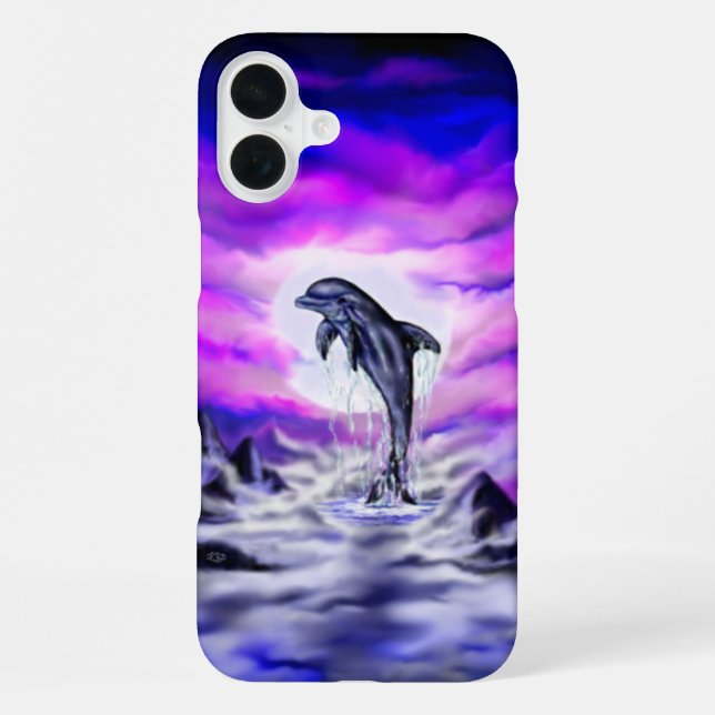 Mondlicht-Delfin iPhone Hülle (Rückseite)