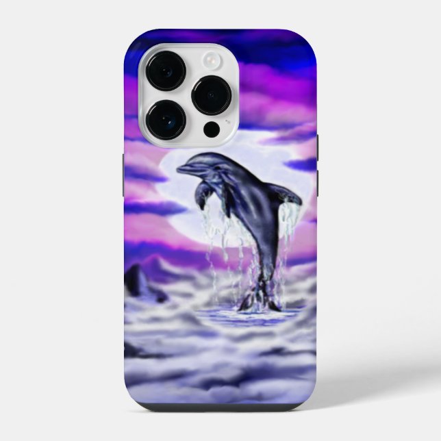 Mondlicht-Delfin iPhone Hülle (Rückseite)