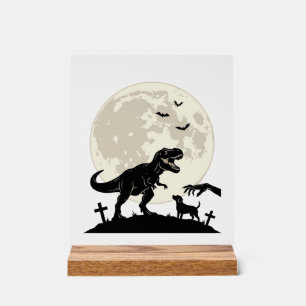 Mondlicht-Dinosaurier-Hund-Friedhof-Silhouette-Shi Acrylschild