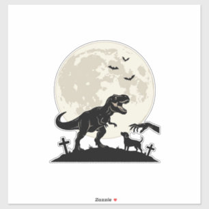 Mondlicht-Dinosaurier-Hund-Friedhof-Silhouette-Shi Aufkleber