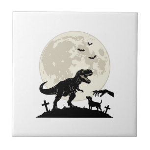 Mondlicht-Dinosaurier-Hund-Friedhof-Silhouette-Shi Fliese